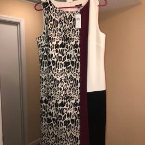 NWT Ann Taylor Leopard, Maroon, Black, White Dress